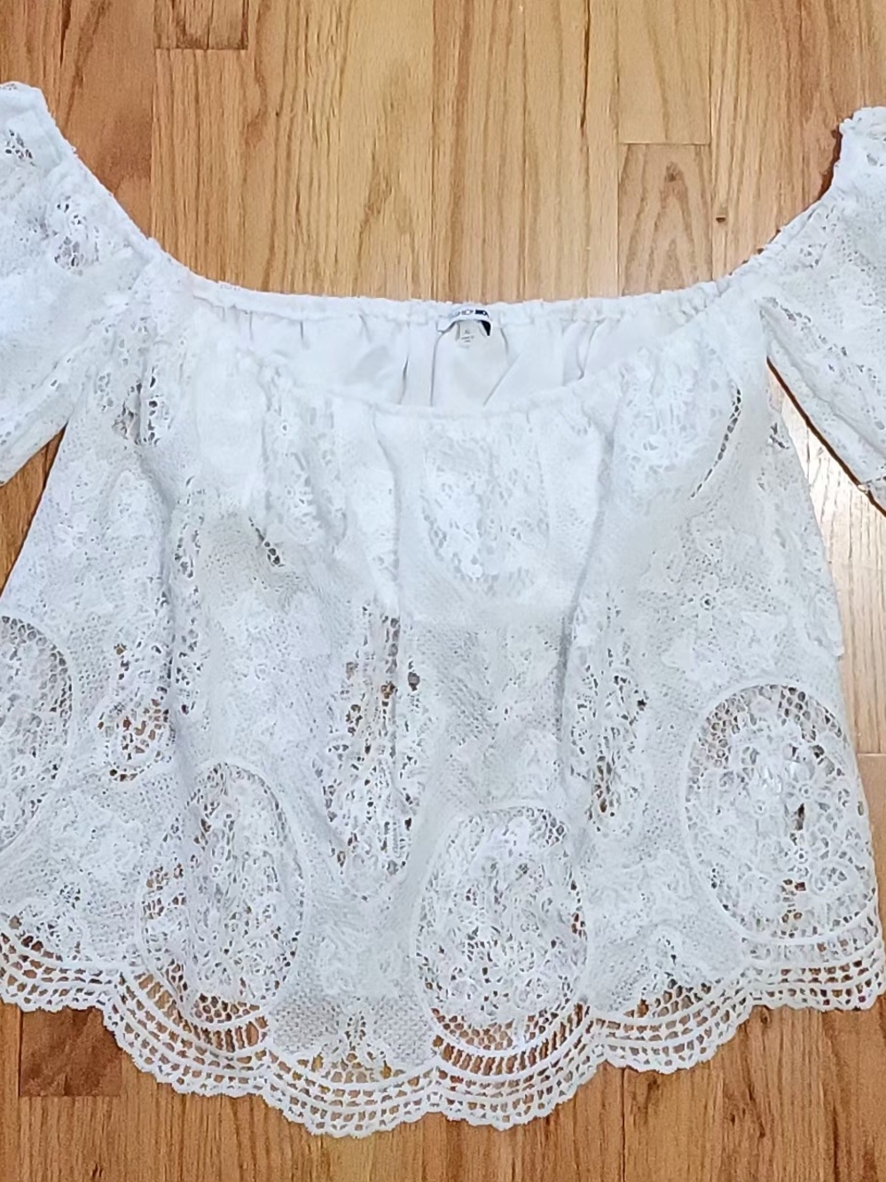 Fashion Nova White Lace Off-Shoulder Blouse